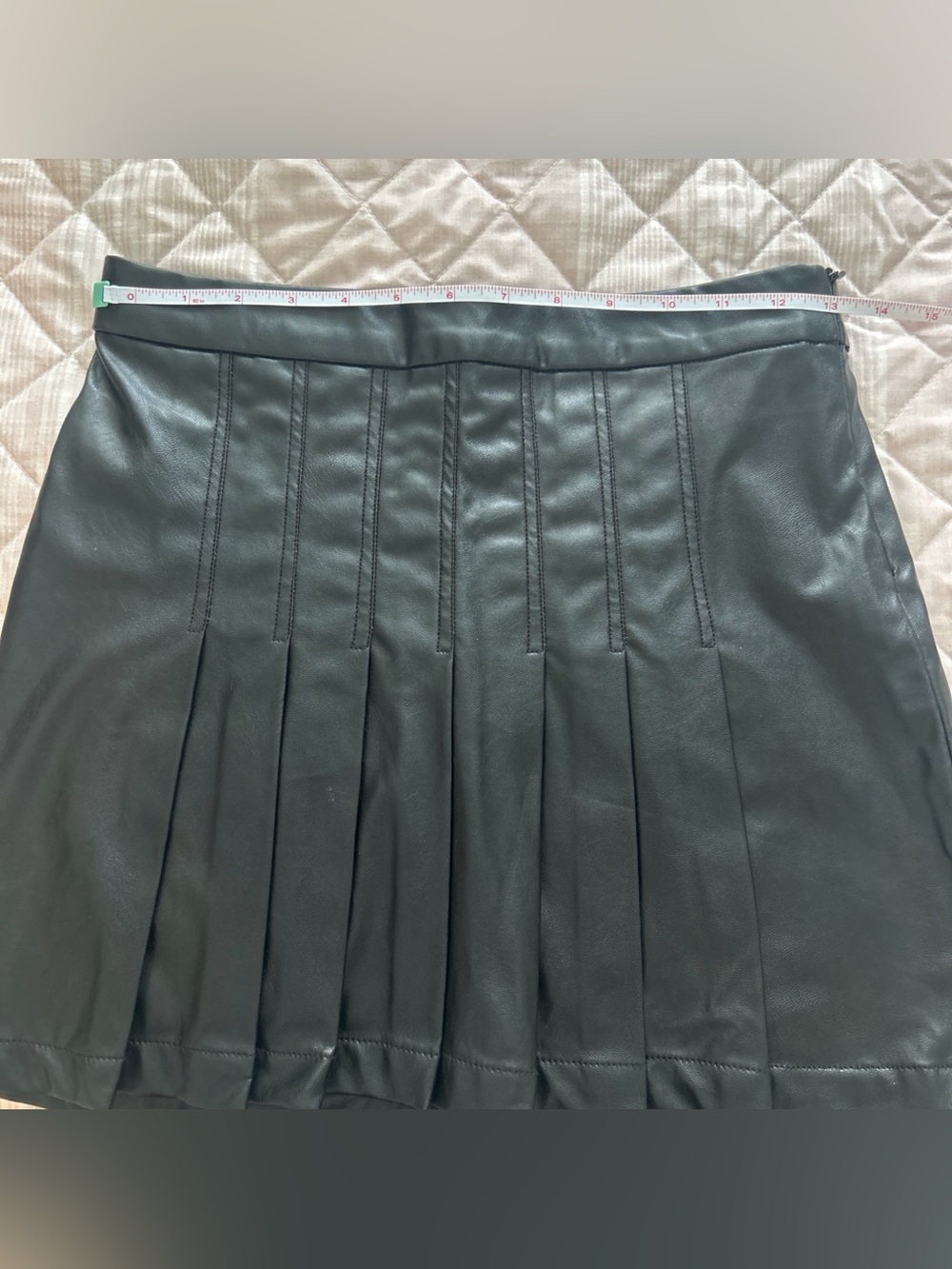 Women's Black Faux Leather Pleated Mini Skirt